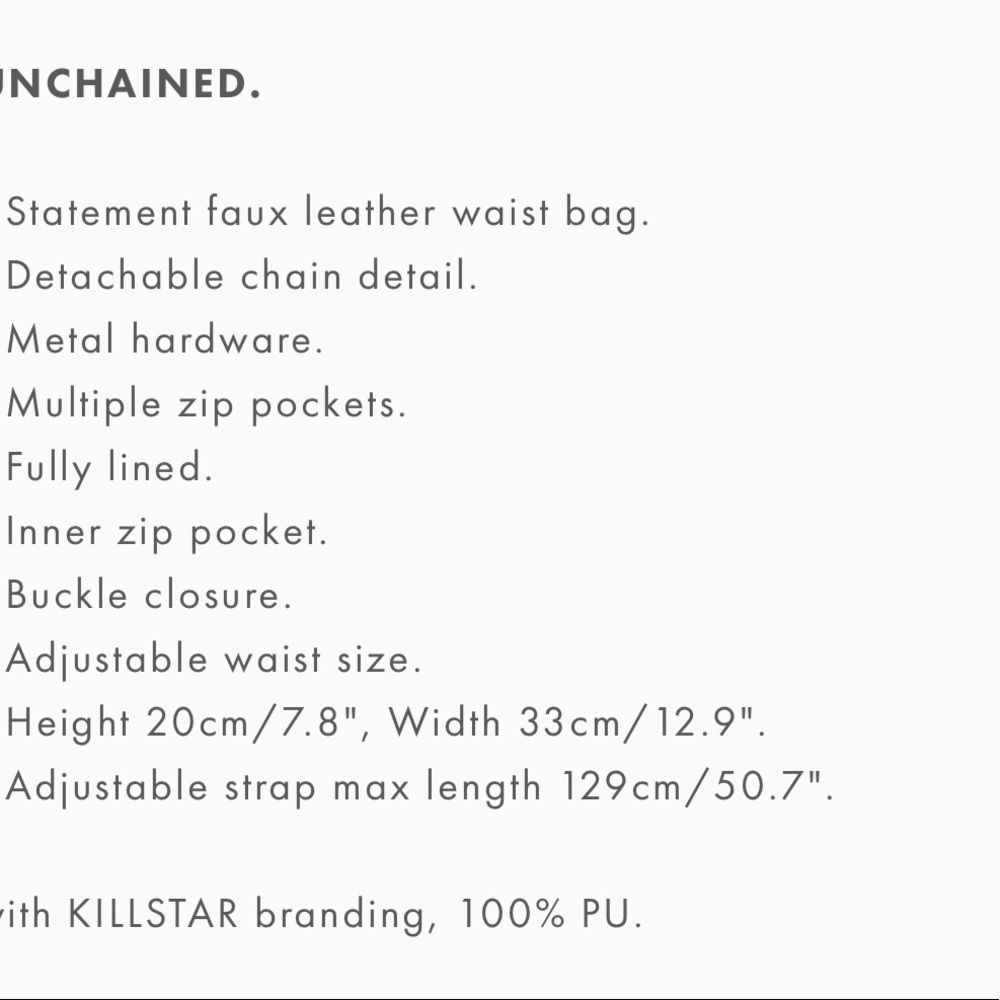 KILLSTAR UNCHAINED WAIST BAG BLACK NWT - Picture 6 of 6